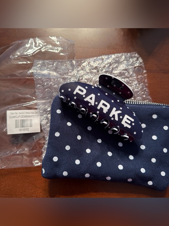 Parke Accessories - Parke Navy White Polka Dot Claw Clip